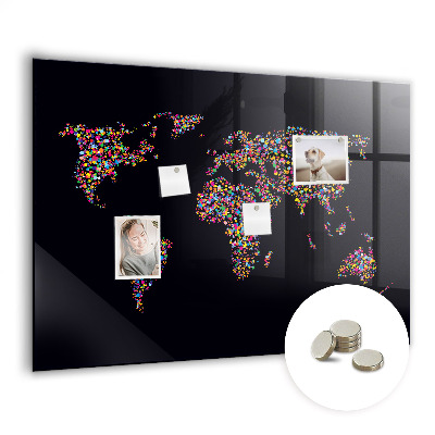 Tableau magnétique enfant Carte du monde faite de points