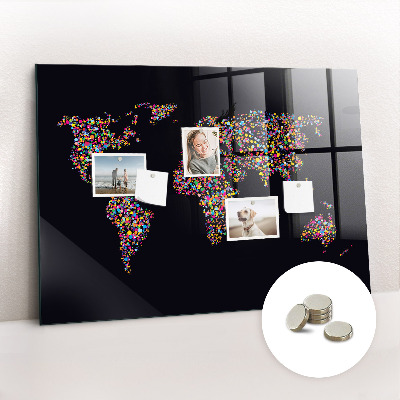 Tableau magnétique enfant Carte du monde faite de points