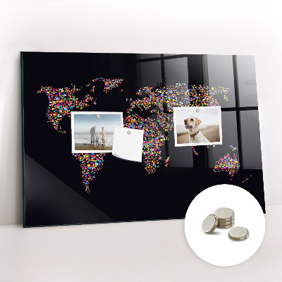 Tableau magnétique enfant Carte du monde faite de points