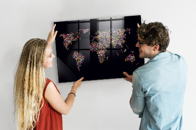 Tableau magnétique enfant Carte du monde faite de points