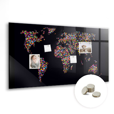 Tableau magnétique enfant Carte du monde faite de points