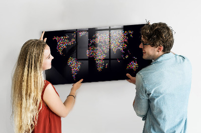 Tableau magnétique enfant Carte du monde faite de points