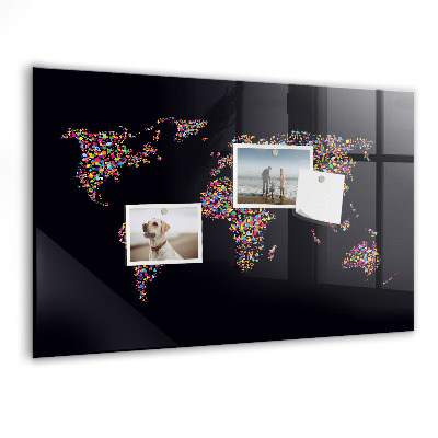 Tableau magnétique enfant Carte du monde faite de points