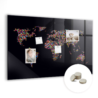 Tableau magnétique enfant Carte du monde faite de points