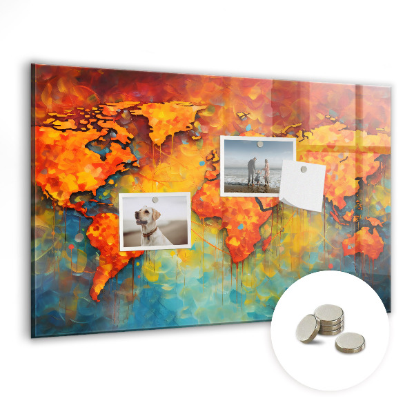 Tableau mural magnétique Carte du monde décorative