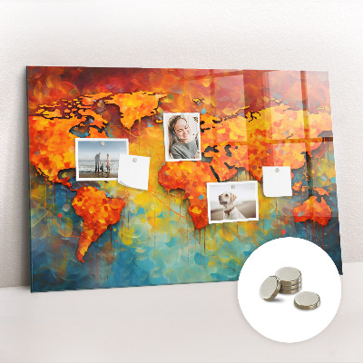 Tableau mural magnétique Carte du monde décorative