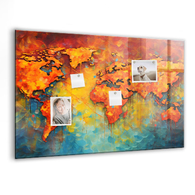 Tableau mural magnétique Carte du monde décorative