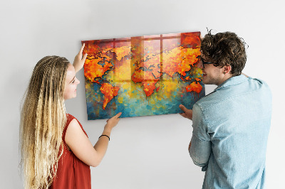 Tableau mural magnétique Carte du monde décorative