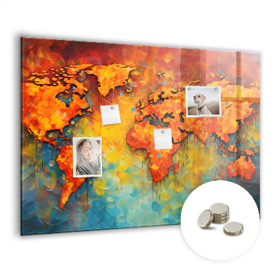 Tableau mural magnétique Carte du monde décorative
