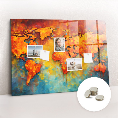 Tableau mural magnétique Carte du monde décorative