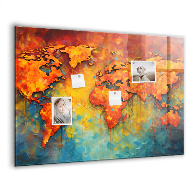 Tableau mural magnétique Carte du monde décorative
