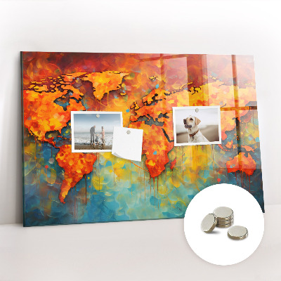 Tableau mural magnétique Carte du monde décorative