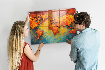 Tableau mural magnétique Carte du monde décorative
