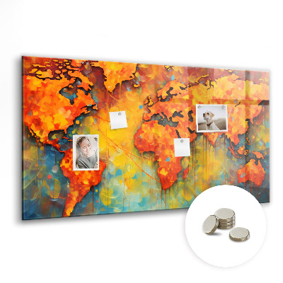 Tableau mural magnétique Carte du monde décorative