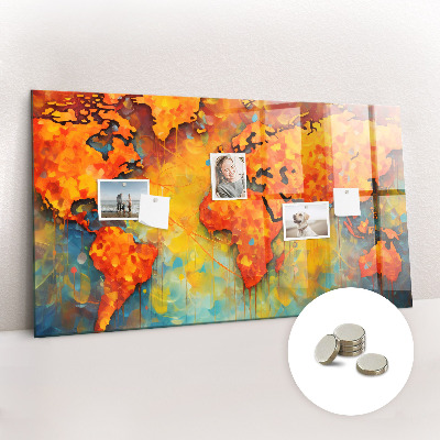 Tableau mural magnétique Carte du monde décorative