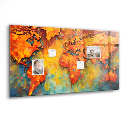 Tableau mural magnétique Carte du monde décorative