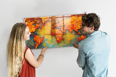 Tableau mural magnétique Carte du monde décorative