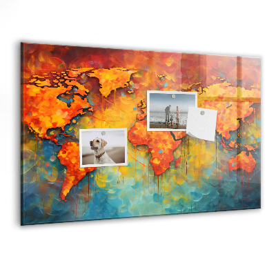 Tableau mural magnétique Carte du monde décorative