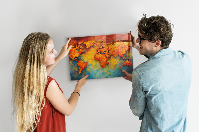 Tableau mural magnétique Carte du monde décorative