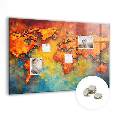 Tableau mural magnétique Carte du monde décorative