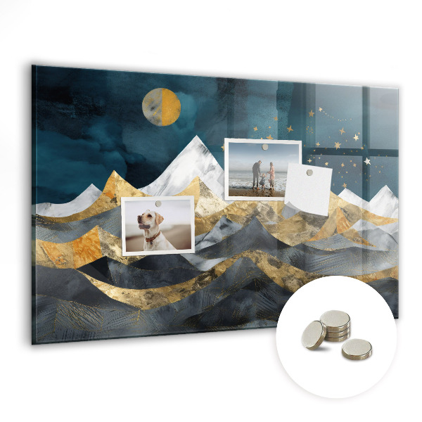Tableau aimanté horizontal Montagnes la nuit