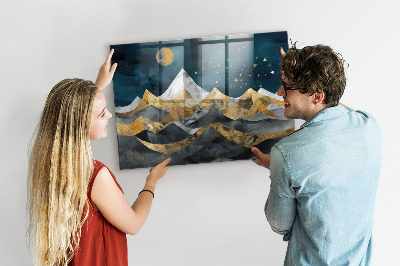 Tableau aimanté horizontal Montagnes la nuit
