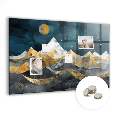 Tableau aimanté horizontal Montagnes la nuit