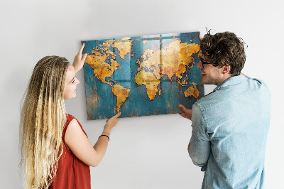 Tableau aimanté horizontal Carte du monde décorative