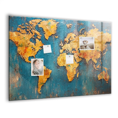Tableau aimanté horizontal Carte du monde décorative