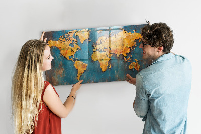 Tableau aimanté horizontal Carte du monde décorative