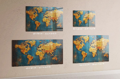 Tableau aimanté horizontal Carte du monde décorative