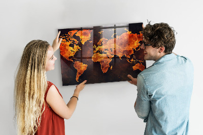 Tableau mural magnétique Carte du monde