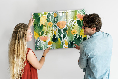 Tableau mural magnétique Fleurs à l'aquarelle