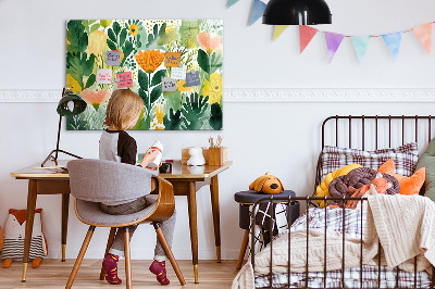 Tableau mural magnétique Fleurs à l'aquarelle
