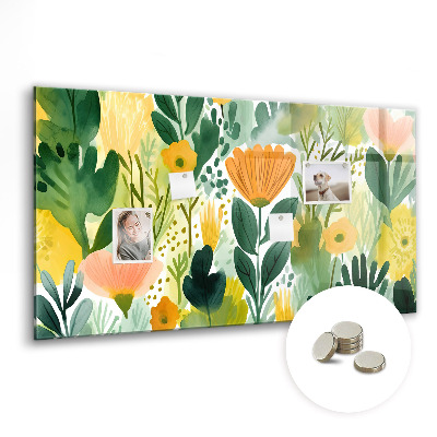 Tableau mural magnétique Fleurs à l'aquarelle