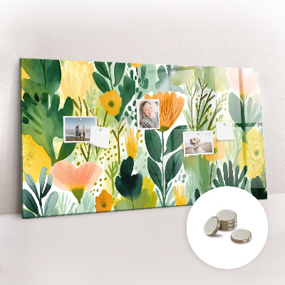 Tableau mural magnétique Fleurs à l'aquarelle