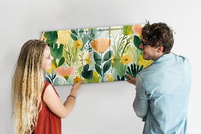 Tableau mural magnétique Fleurs à l'aquarelle