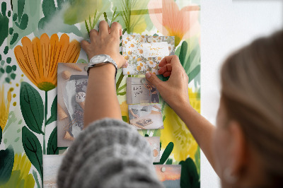 Tableau mural magnétique Fleurs à l'aquarelle