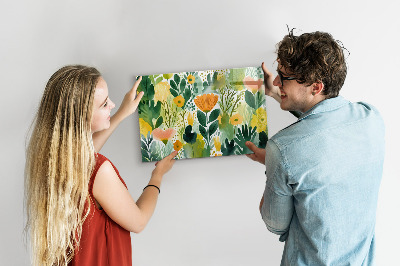 Tableau mural magnétique Fleurs à l'aquarelle