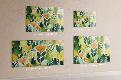 Tableau mural magnétique Fleurs à l'aquarelle