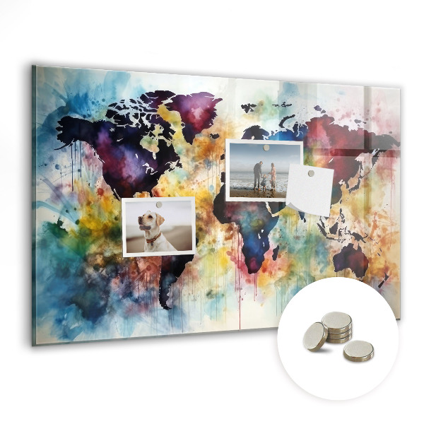 Tableau magnétique enfant Carte à l'aquarelle
