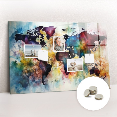 Tableau magnétique enfant Carte à l'aquarelle
