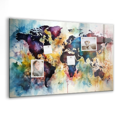 Tableau magnétique enfant Carte à l'aquarelle