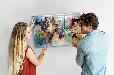Tableau magnétique enfant Carte à l'aquarelle