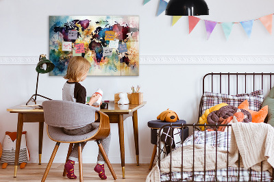 Tableau magnétique enfant Carte à l'aquarelle