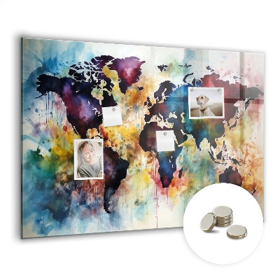 Tableau magnétique enfant Carte à l'aquarelle