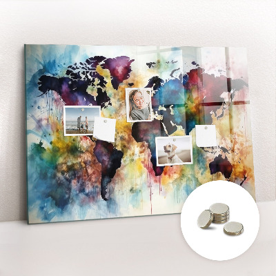 Tableau magnétique enfant Carte à l'aquarelle