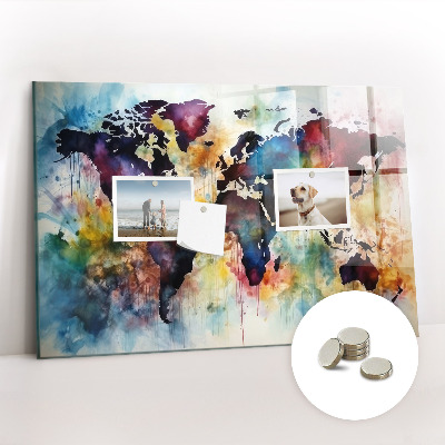 Tableau magnétique enfant Carte à l'aquarelle