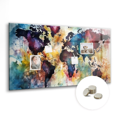 Tableau magnétique enfant Carte à l'aquarelle