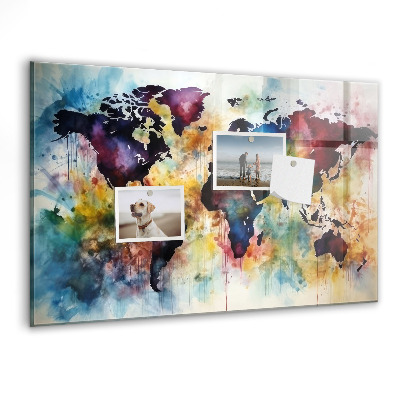 Tableau magnétique enfant Carte à l'aquarelle